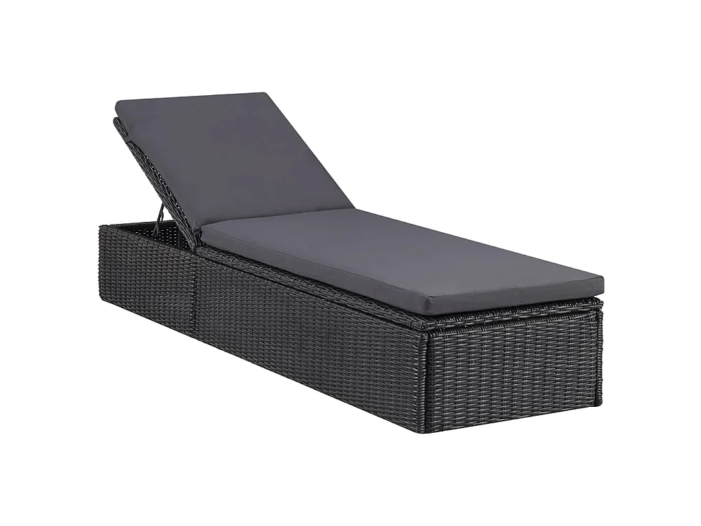 Chaise longue Résine tressée Noir et gris foncé