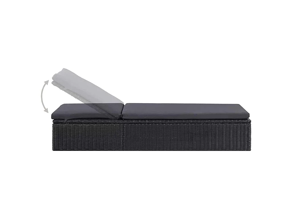 Chaise longue Résine tressée Noir et gris foncé