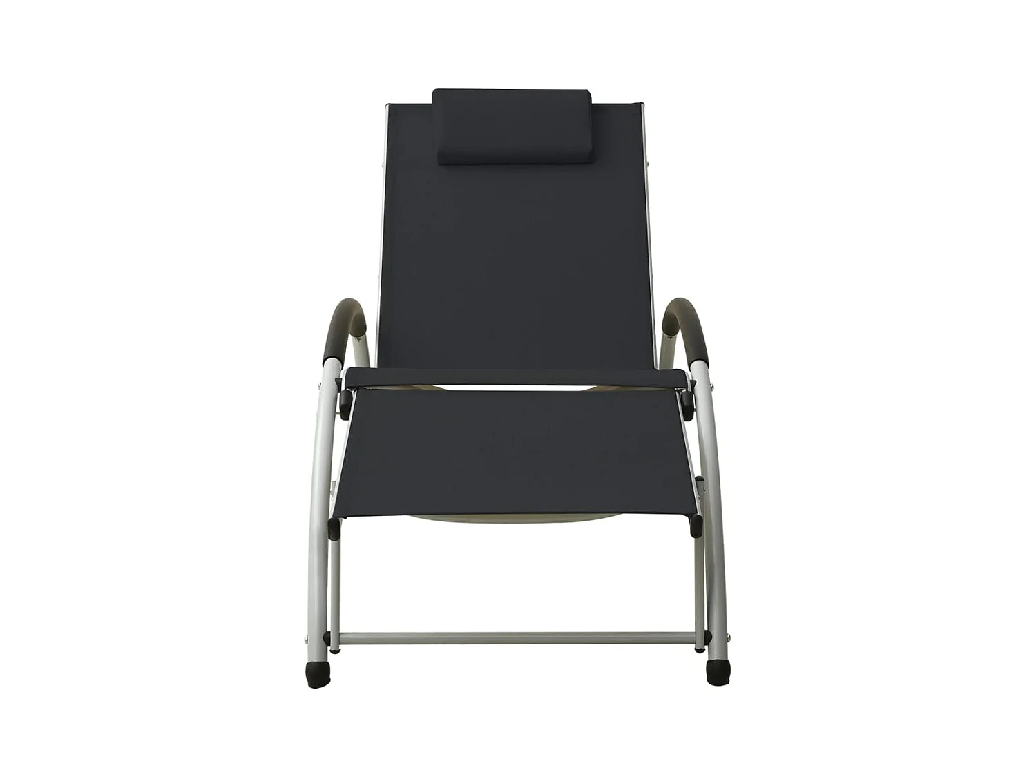 Chaise longue avec oreiller textilène noir