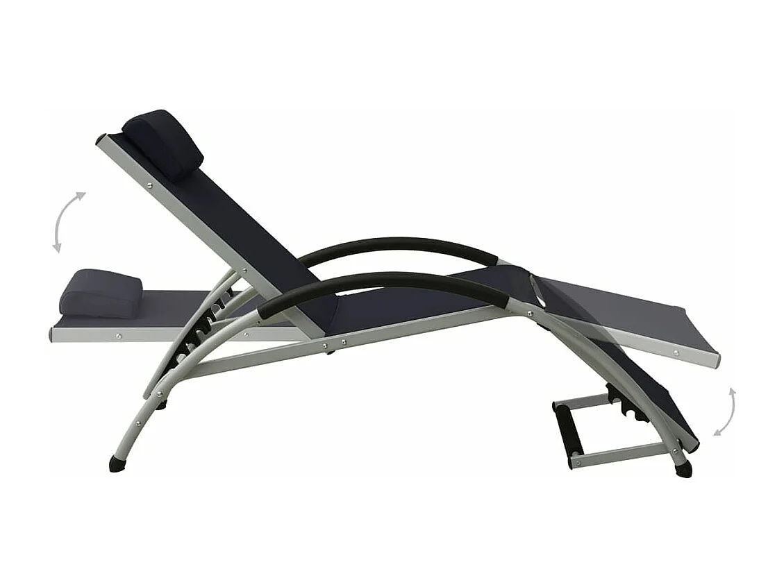 Chaise longue avec oreiller textilène noir
