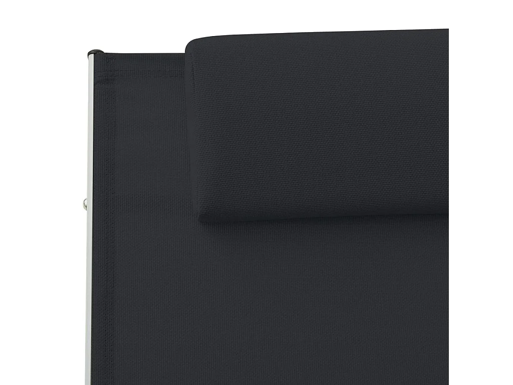 Sonnenliege mit Kissen Textilene Schwarz
