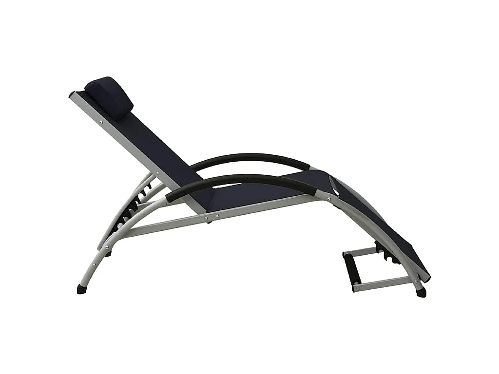 Chaise longue avec oreiller textilène noir