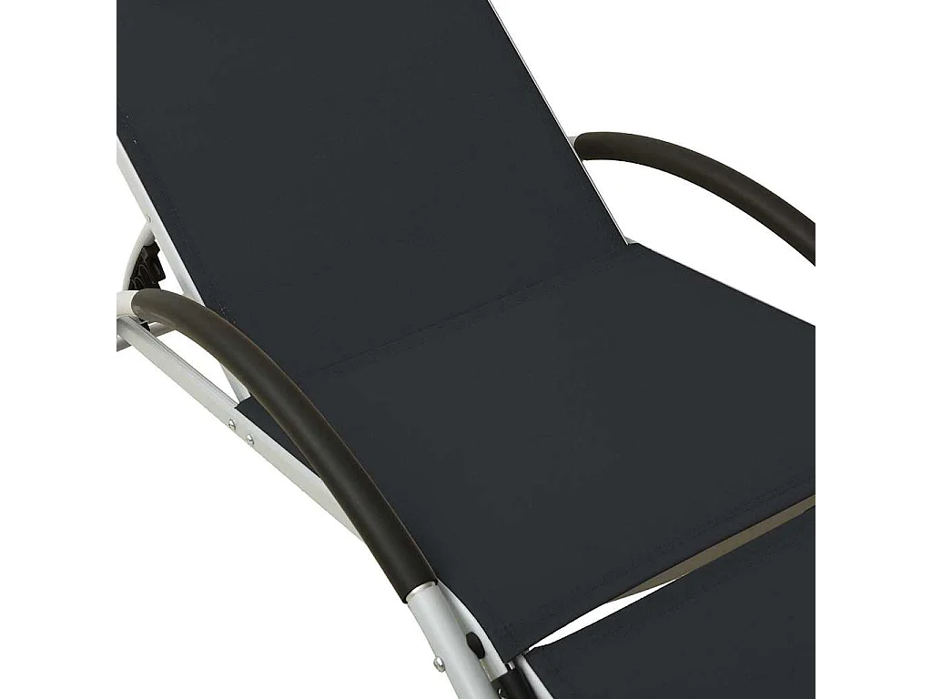 Chaise longue avec oreiller textilène noir