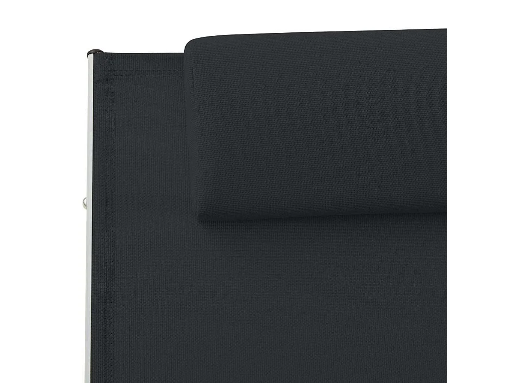 Chaise longue avec oreiller textilène noir