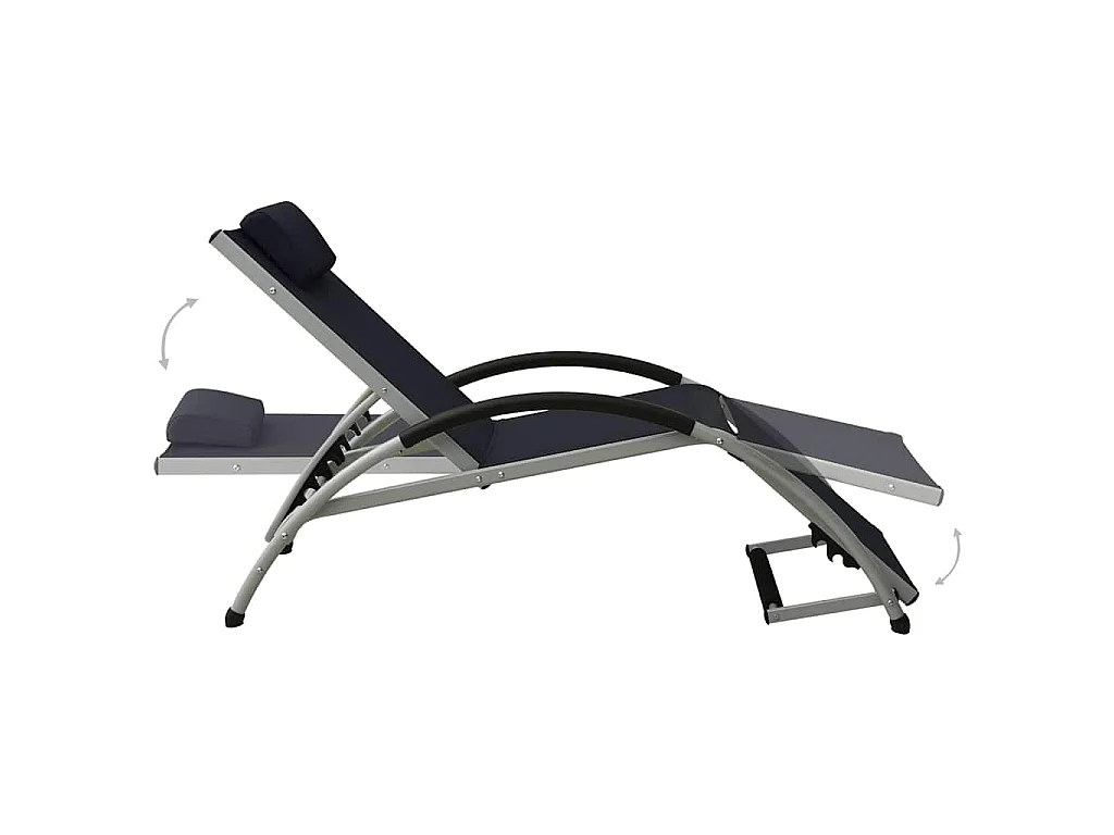 Chaise longue avec oreiller textilène noir