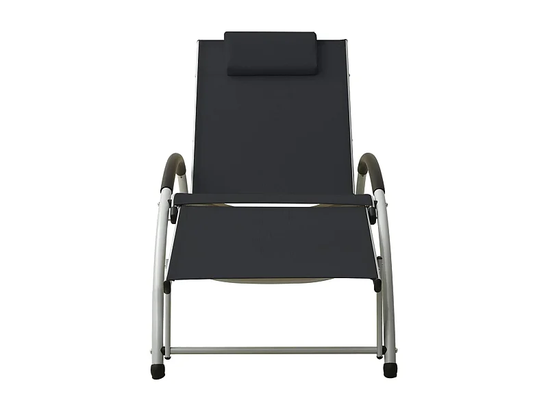 Chaise longue avec oreiller textilène noir