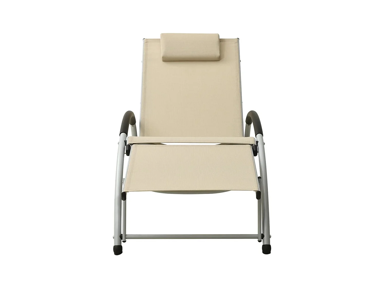 Chaise longue avec oreiller textilène crème