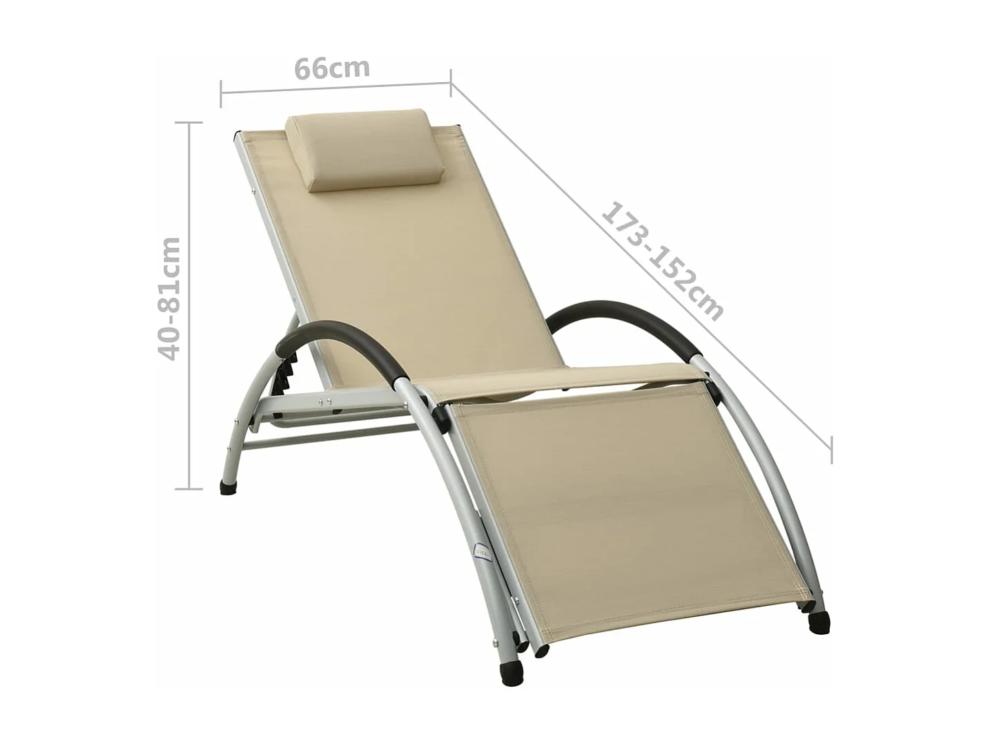 Chaise longue avec oreiller textilène crème