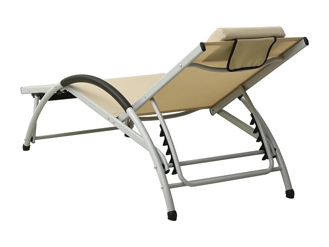 Chaise longue avec oreiller textilène crème