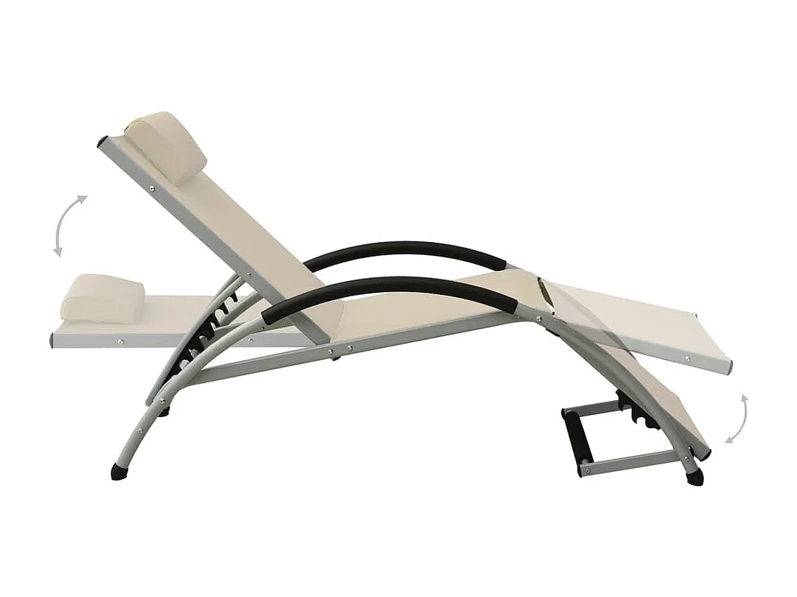 Chaise longue avec oreiller textilène crème