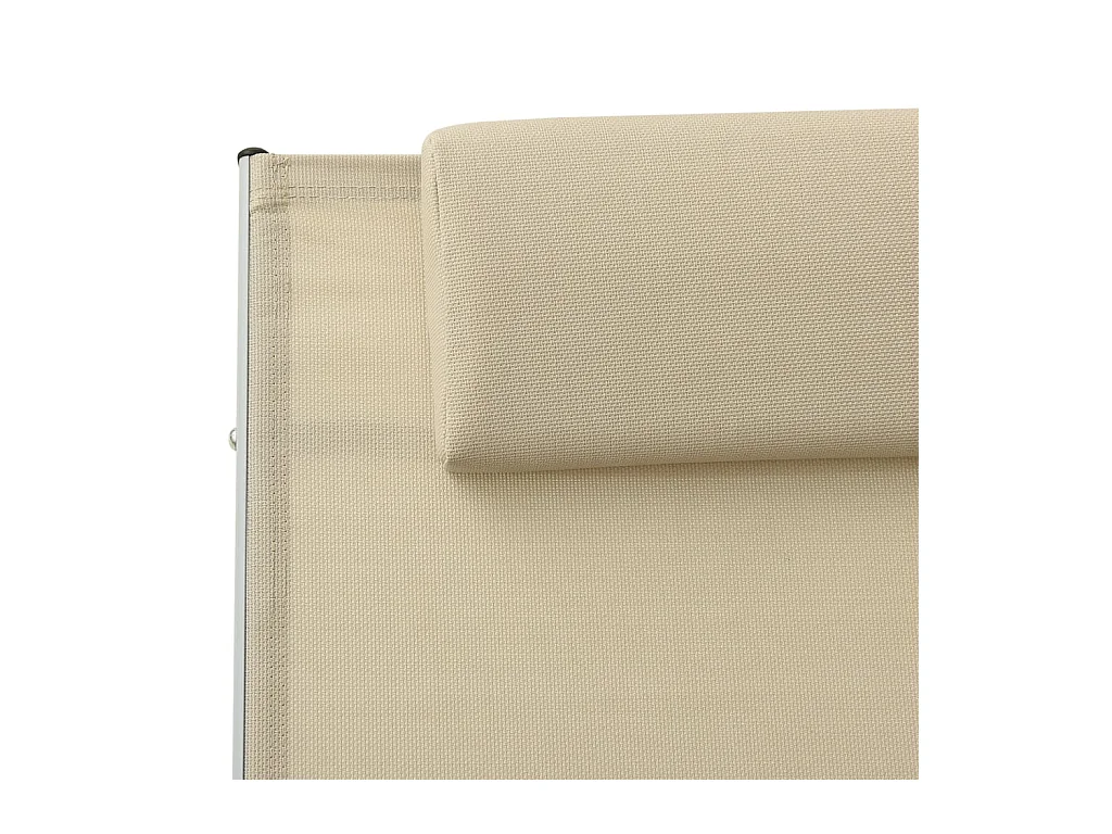 Chaise longue avec oreiller textilène crème