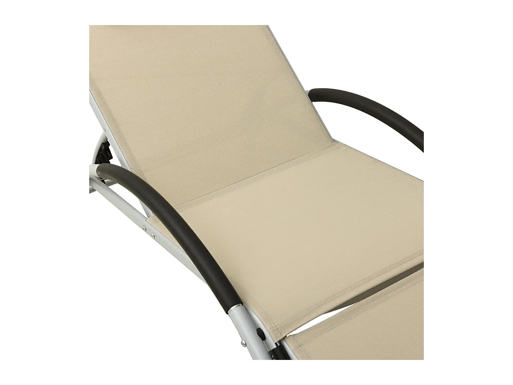 Chaise longue avec oreiller textilène crème
