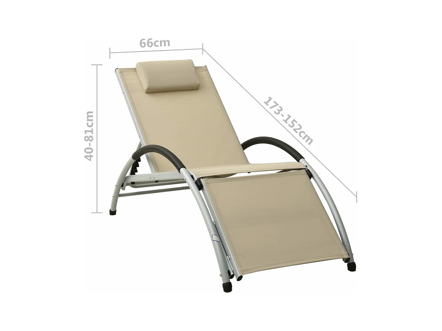 Chaise longue avec oreiller textilène crème