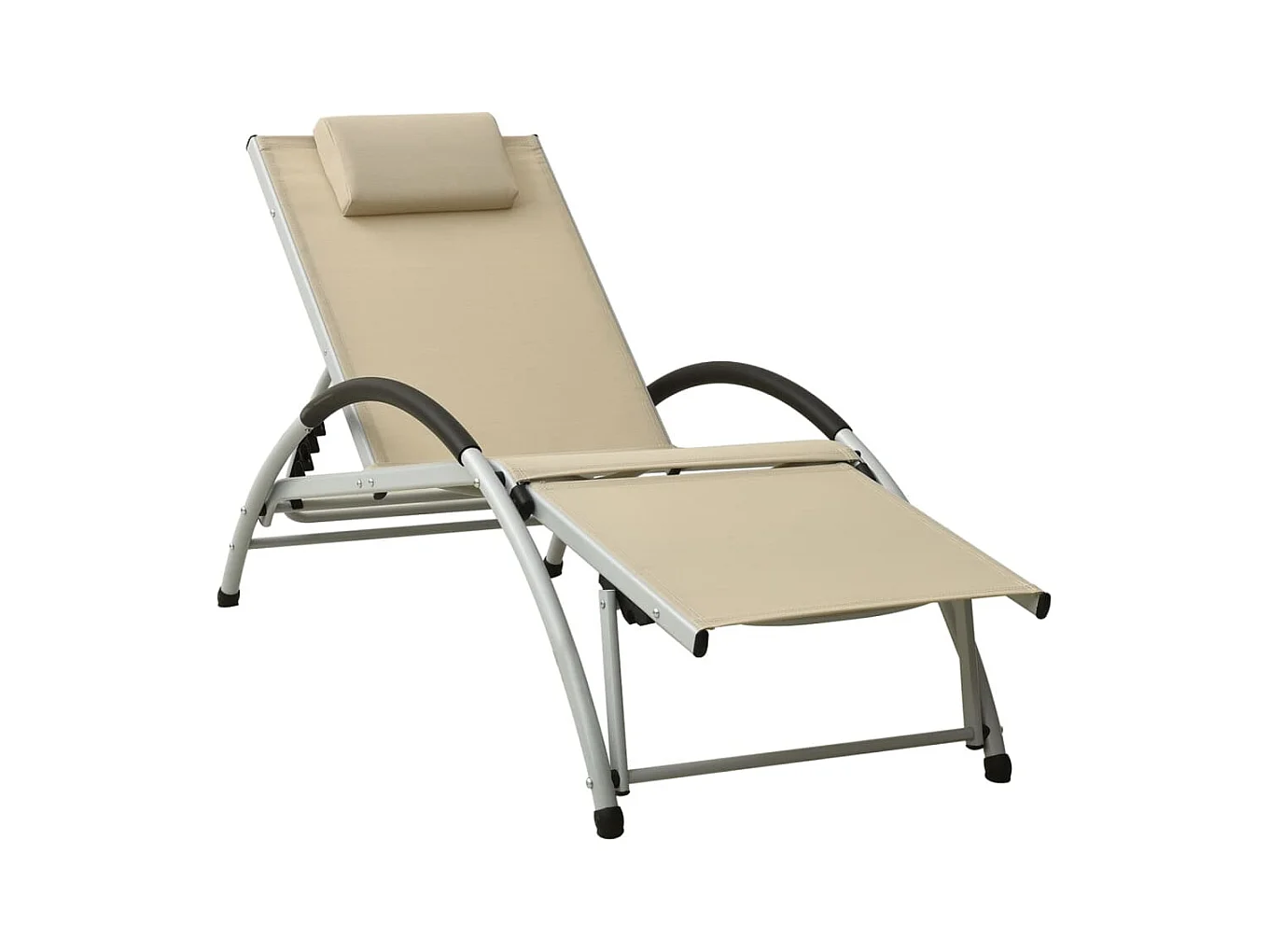 Chaise longue avec oreiller textilène crème