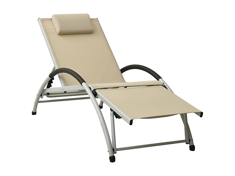 Chaise longue avec oreiller textilène crème