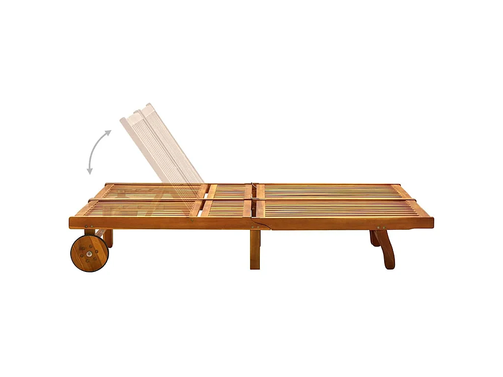 Chaise longue de jardin 2 places avec coussins Acacia solide