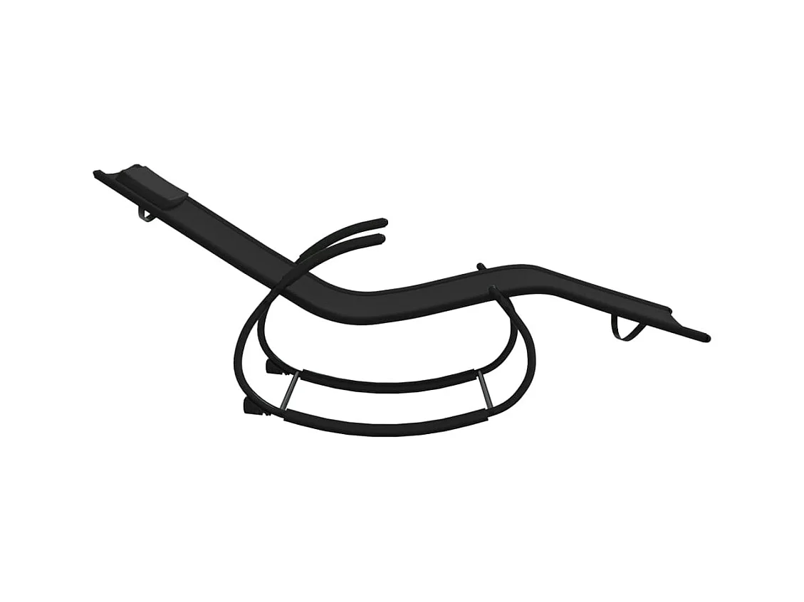 Chaise longue à bascule noir acier et textilène