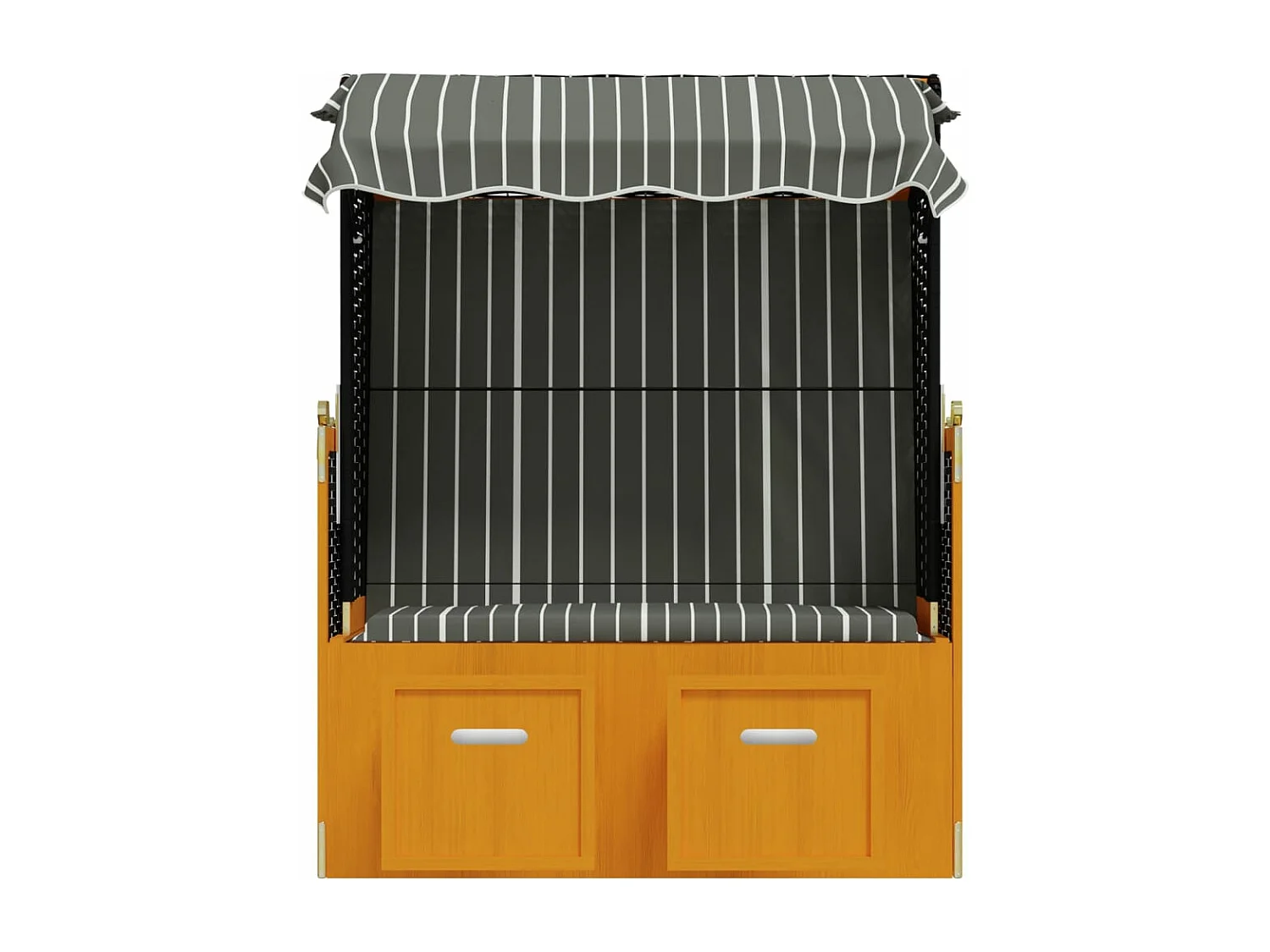 Strandstoel met luifel poly rattan en hout zwart en grijs