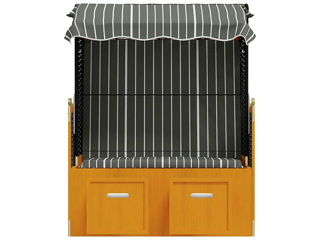 Strandkorb mit Dach Poly Rattan und Massivholz Schwarz & Grau