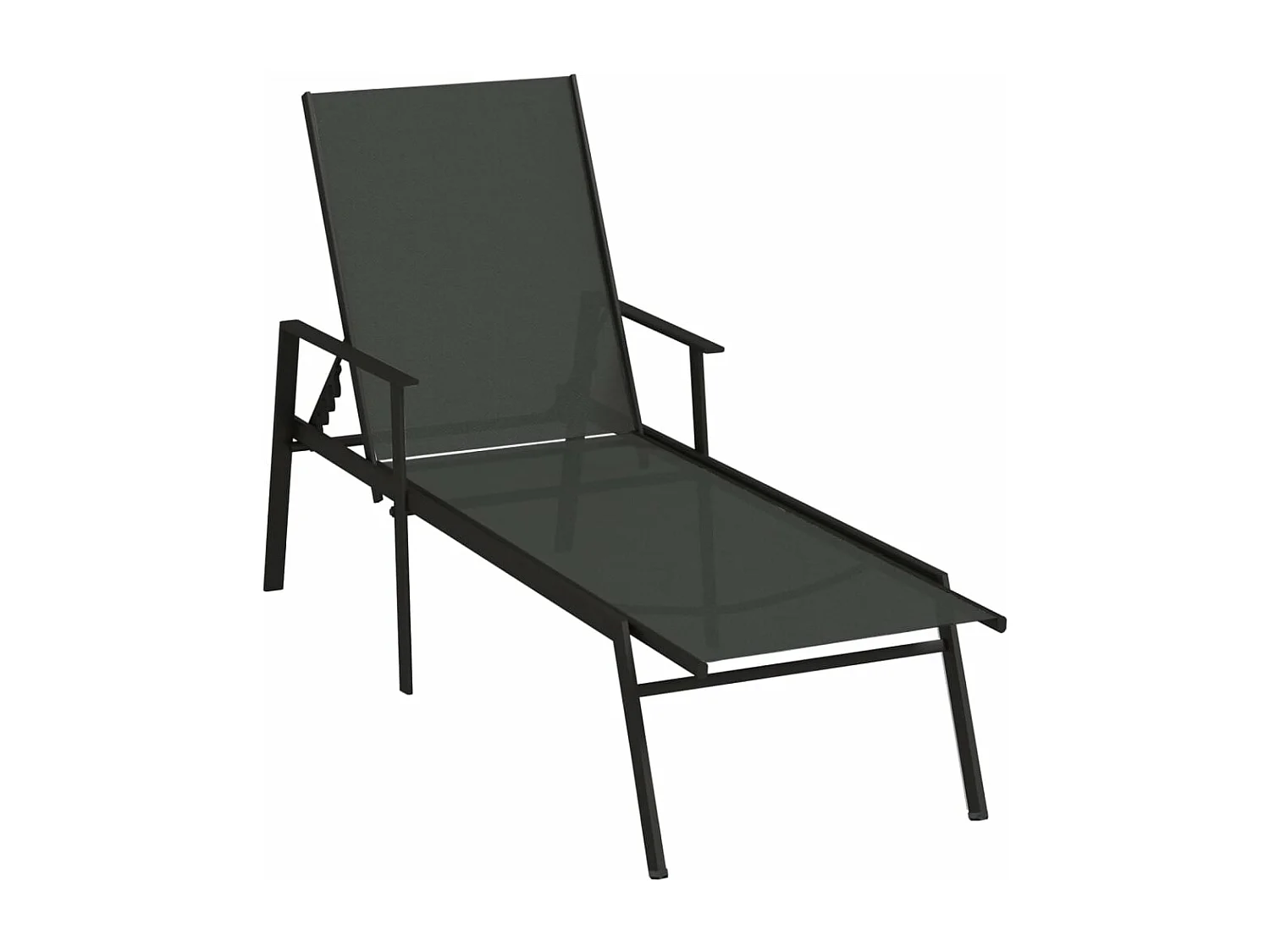 Sonnenliege Stahl und Textilene Schwarz