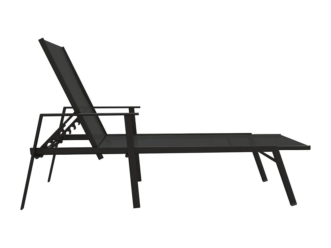Sonnenliege Stahl und Textilene Schwarz