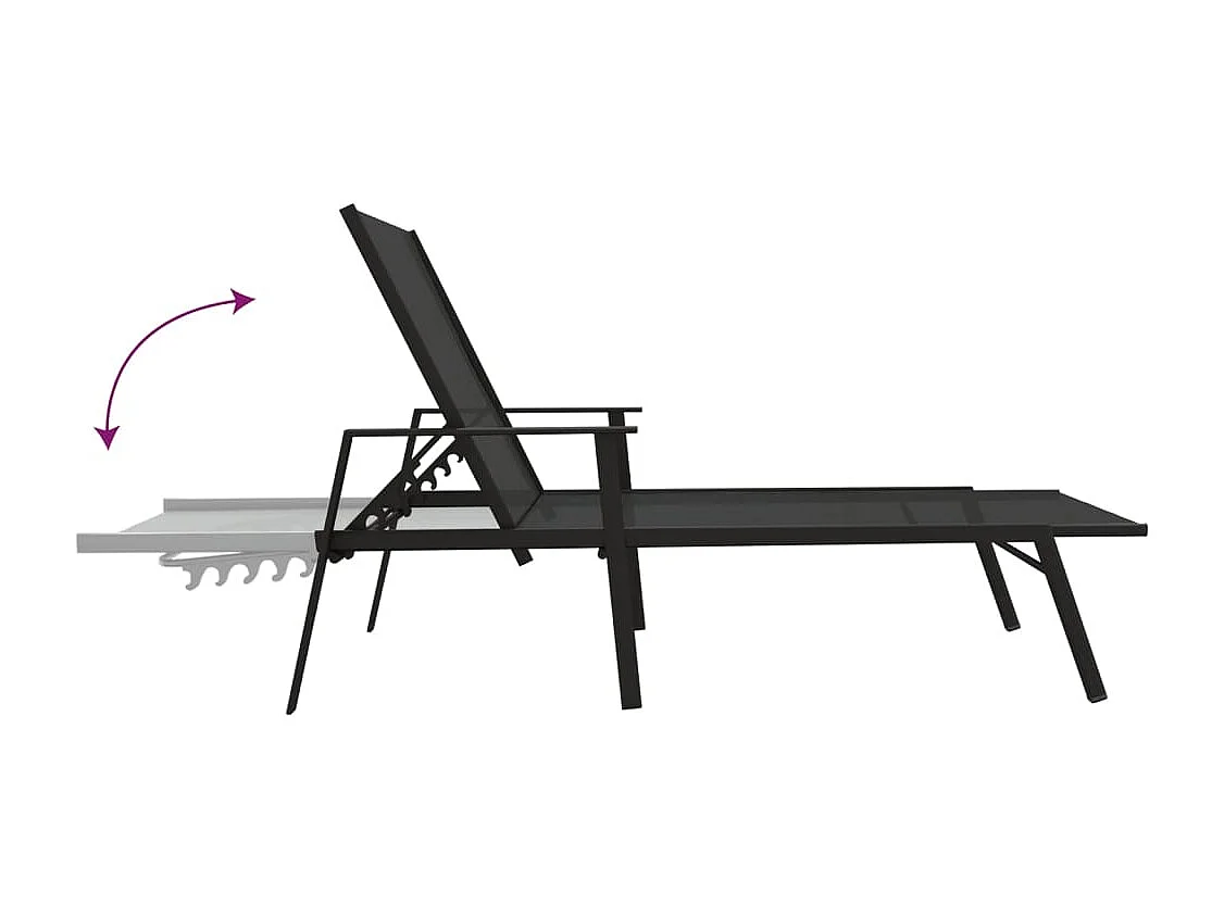 Sonnenliege Stahl und Textilene Schwarz