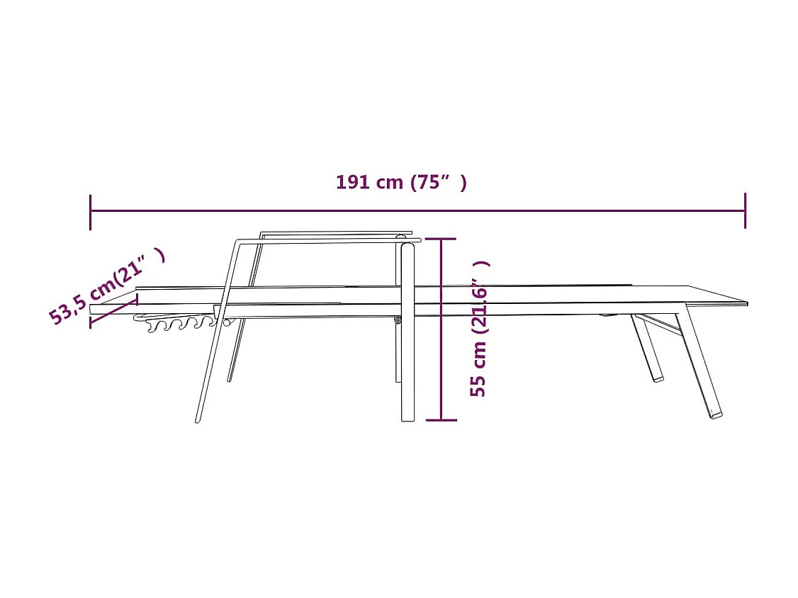 Sonnenliege Stahl und Textilene Schwarz