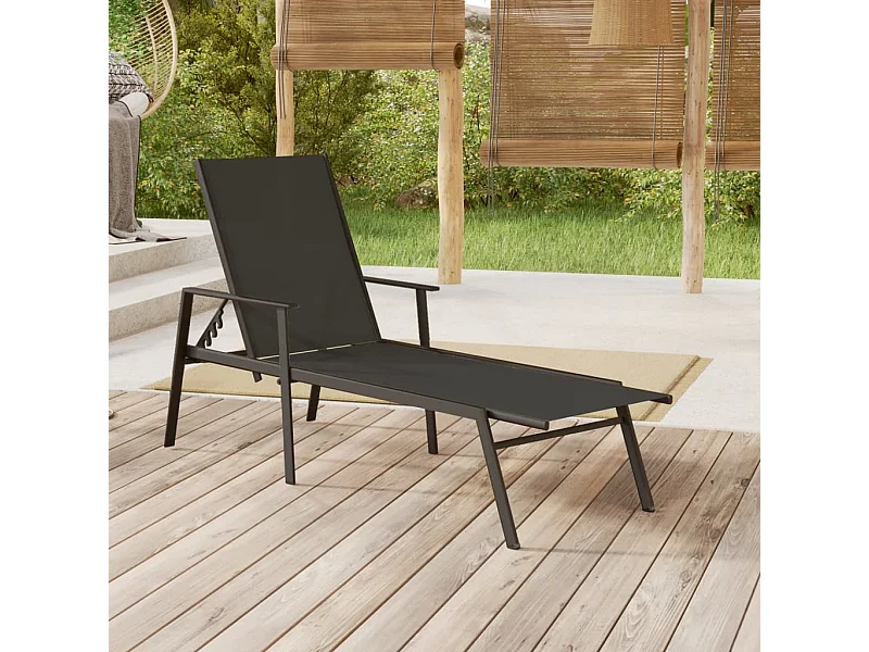 Chaise longue Acier et tissu textilène Noir