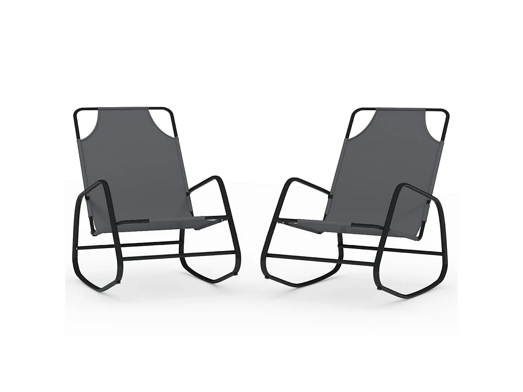 Chaises longues à bascule 2 pcs Gris Acier et textilène