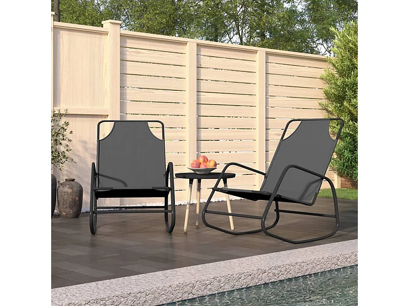 Chaises longues à bascule 2 pcs Gris Acier et textilène
