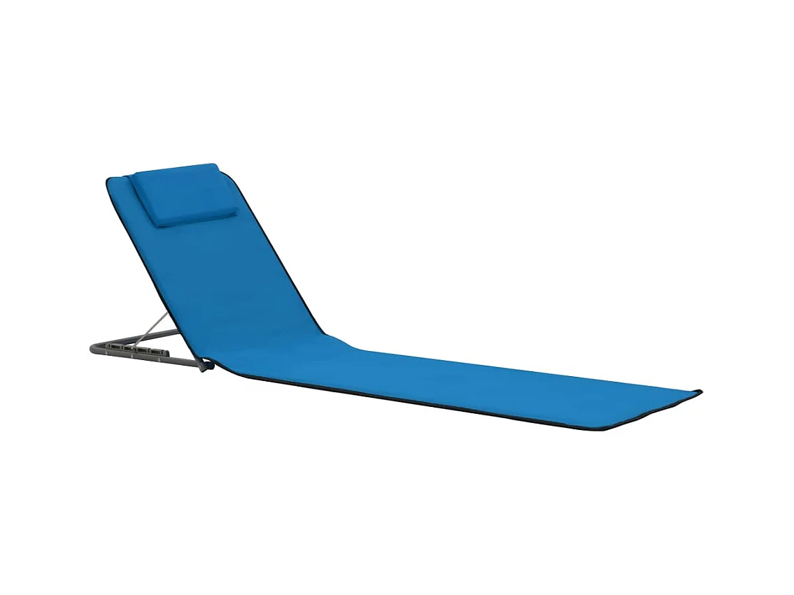Tapis de plage pliables 2 pcs Acier et tissu Bleu
