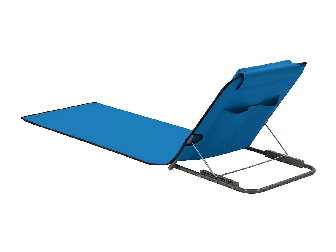 Tapis de plage pliables 2 pcs Acier et tissu Bleu