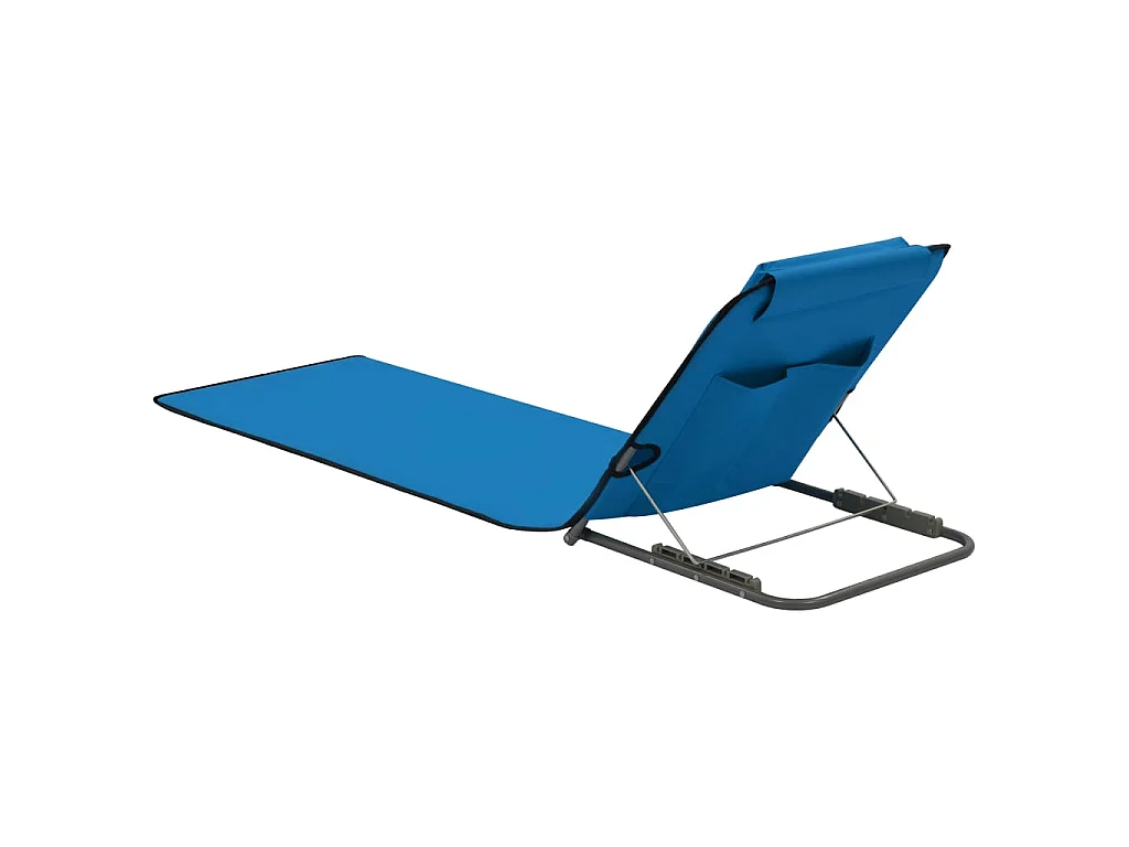 Tapis de plage pliables 2 pcs Acier et tissu Bleu