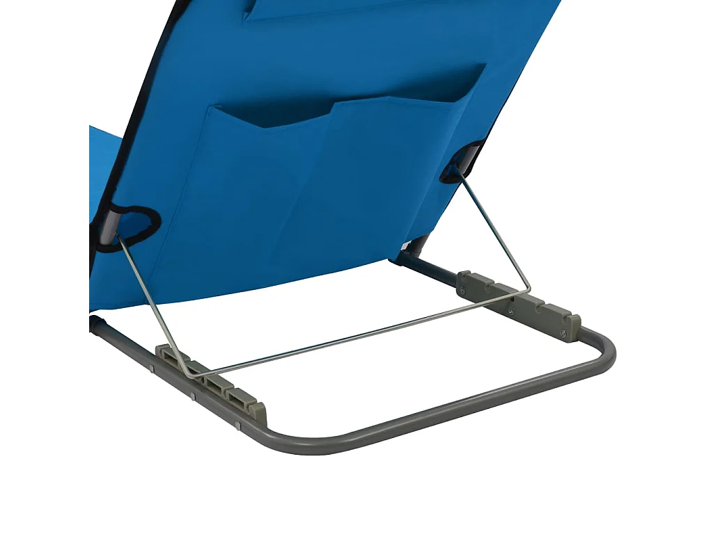 Tapis de plage pliables 2 pcs Acier et tissu Bleu