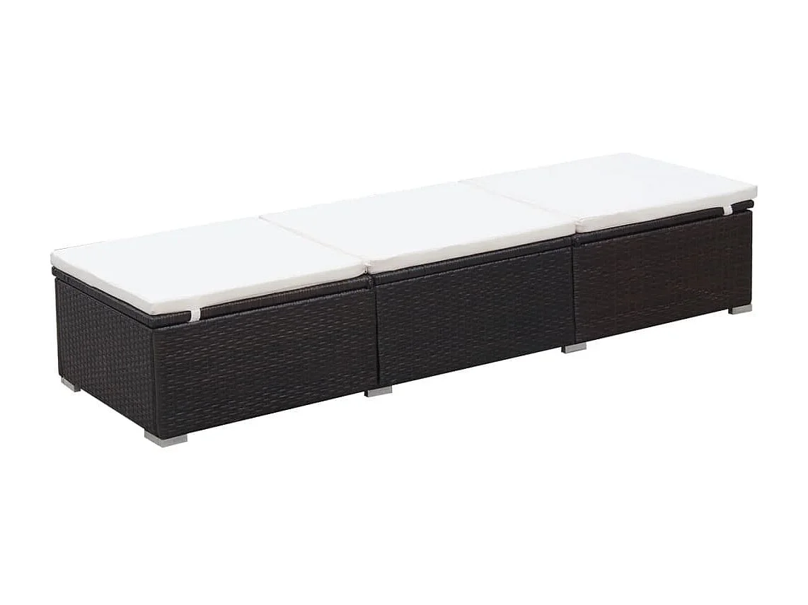 Sonnenliege mit Auflage Poly Rattan Braun