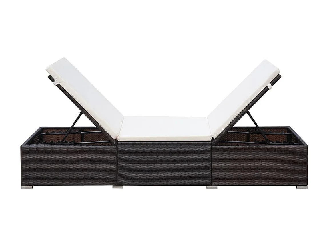 Sonnenliege mit Auflage Poly Rattan Braun