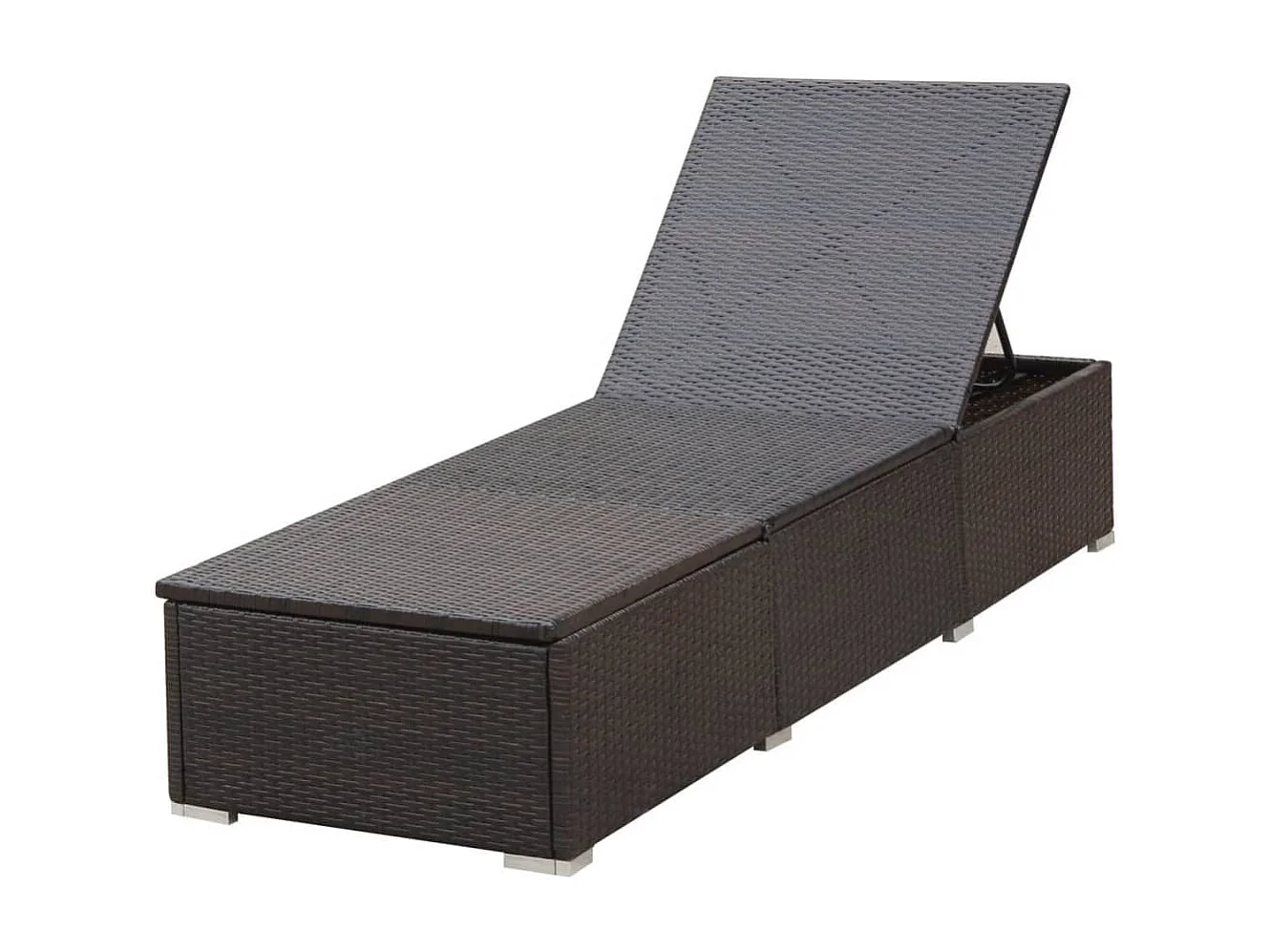 Sonnenliege mit Auflage Poly Rattan Braun