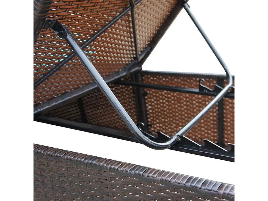 Sonnenliege mit Auflage Poly Rattan Braun
