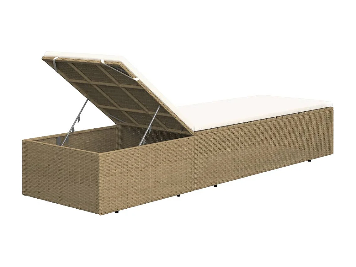 Chaise longue Résine tressée Marron et blanc crème