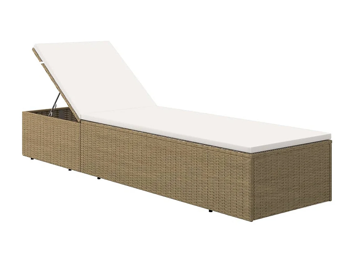 Sonnenliege Poly Rattan Braun und Cremeweiß