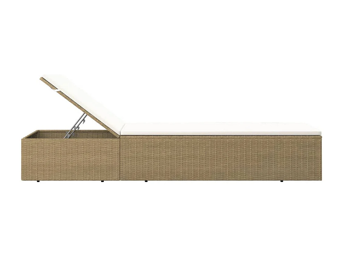 Sonnenliege Poly Rattan Braun und Cremeweiß