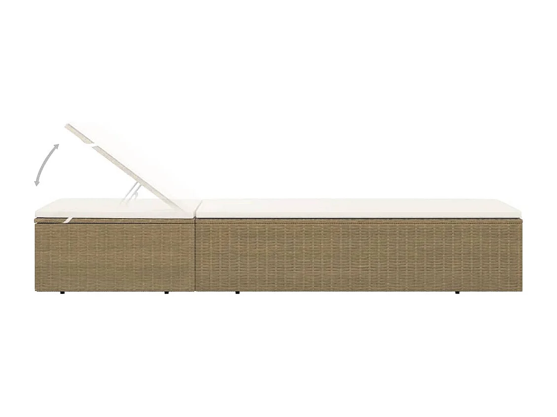 Sonnenliege Poly Rattan Braun und Cremeweiß