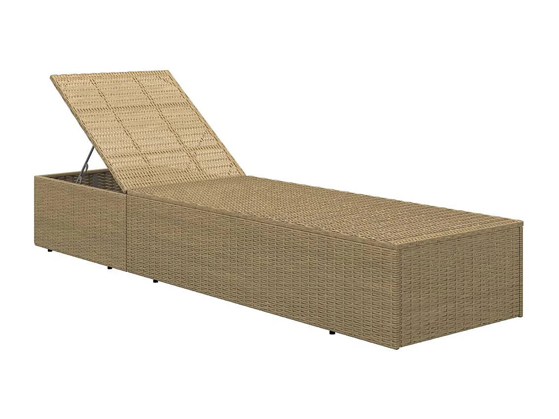 Sonnenliege Poly Rattan Braun und Cremeweiß