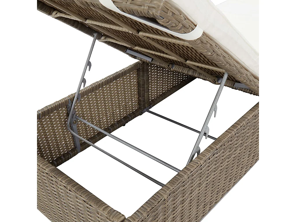 Sonnenliege Poly Rattan Braun und Cremeweiß