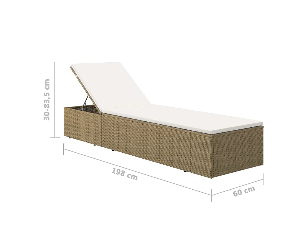 Sonnenliege Poly Rattan Braun und Cremeweiß