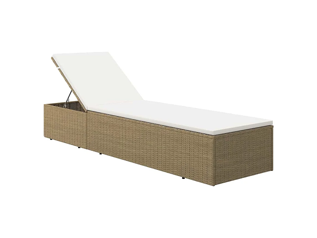 Chaise longue Résine tressée Marron et blanc crème
