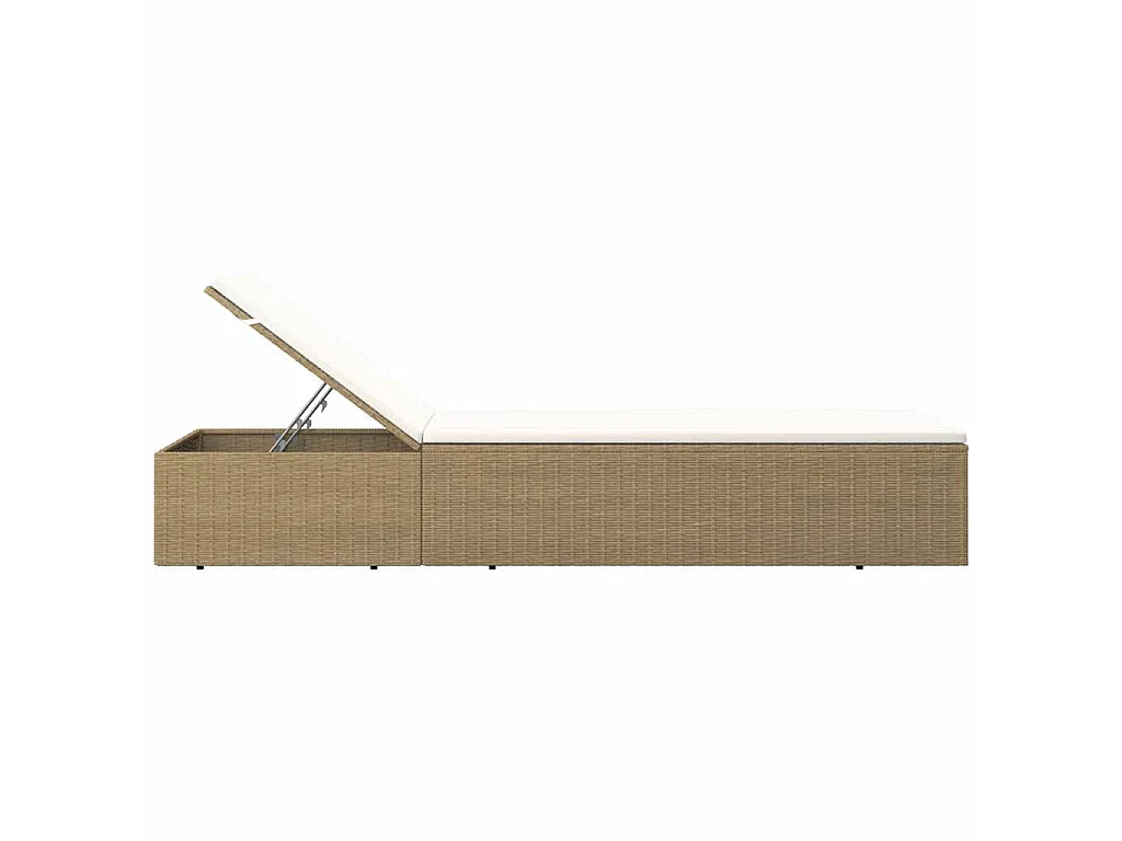 Chaise longue Résine tressée Marron et blanc crème
