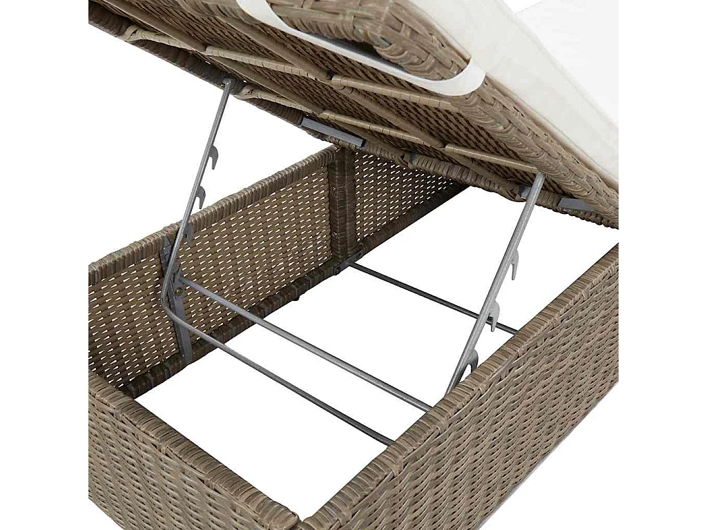 Chaise longue Résine tressée Marron et blanc crème
