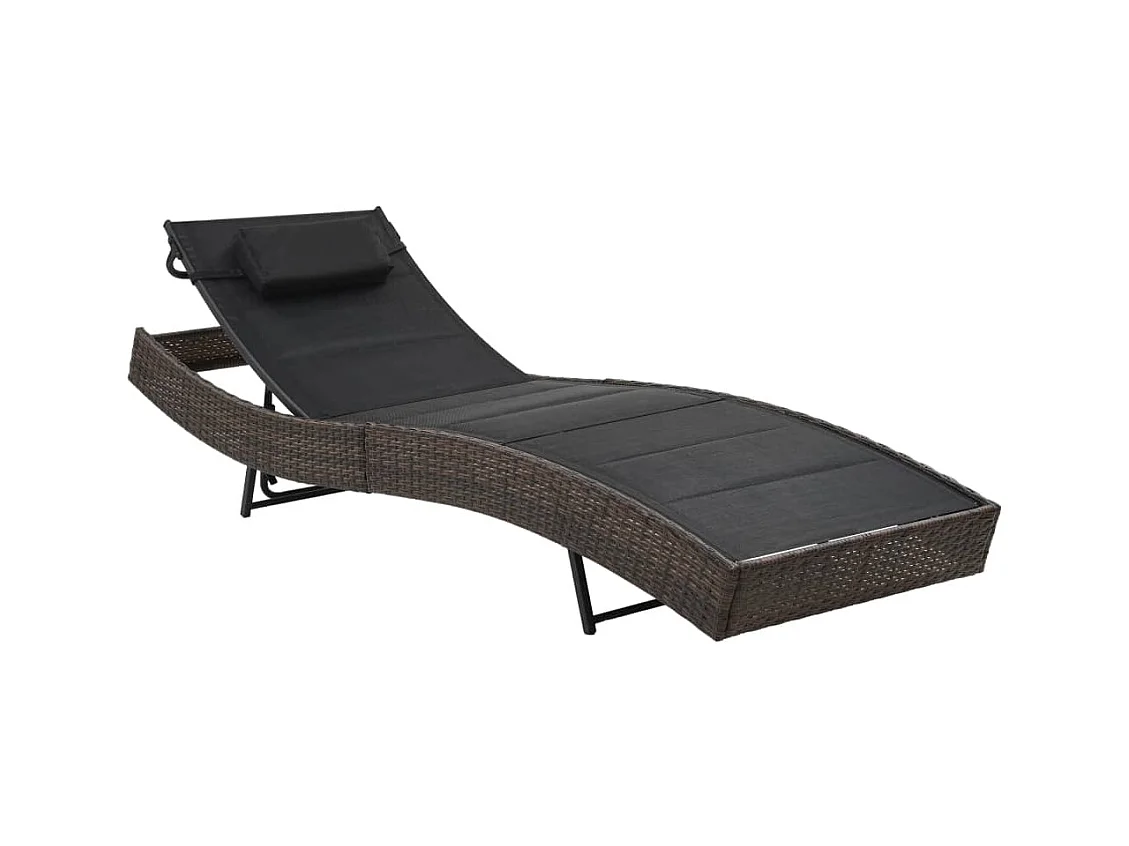 Chaise longue Résine tressée et textilène Marron