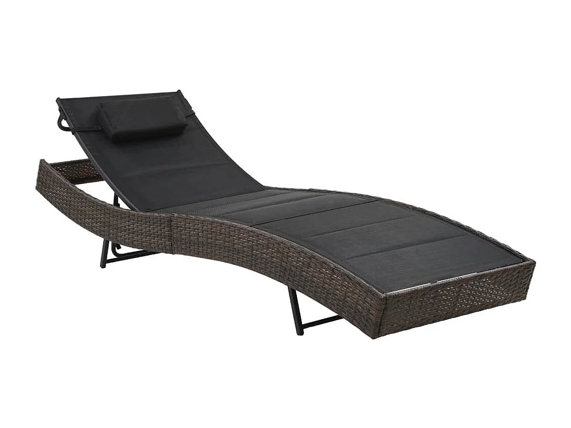 Chaise longue Résine tressée et textilène Marron